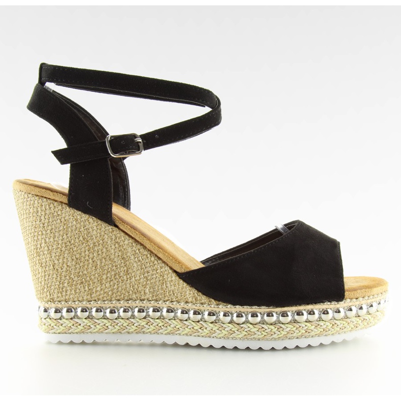 Sandalias negras con cuña LJ-5K41 negro