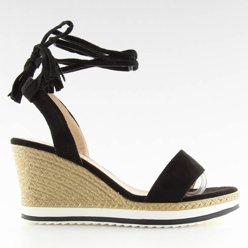 Sandalias negras sobre cuña negra JH630 negro