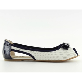 Bailarinas punta abierta blancas D314 BLANCO / MARINO Bailarinas punta abierta blancas D314 BLANCO / MARINO