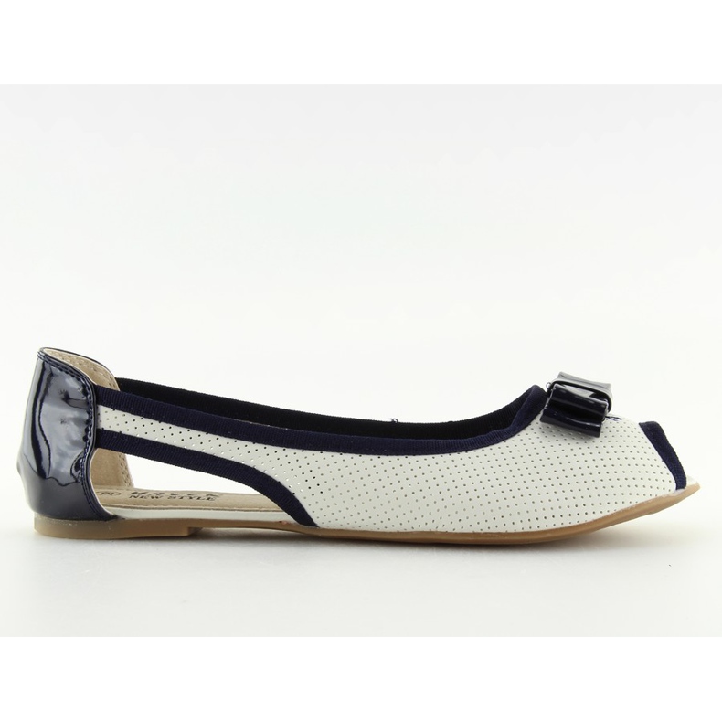 Bailarinas punta abierta blancas D314 BLANCO / MARINO Bailarinas punta abierta blancas D314 BLANCO / MARINO