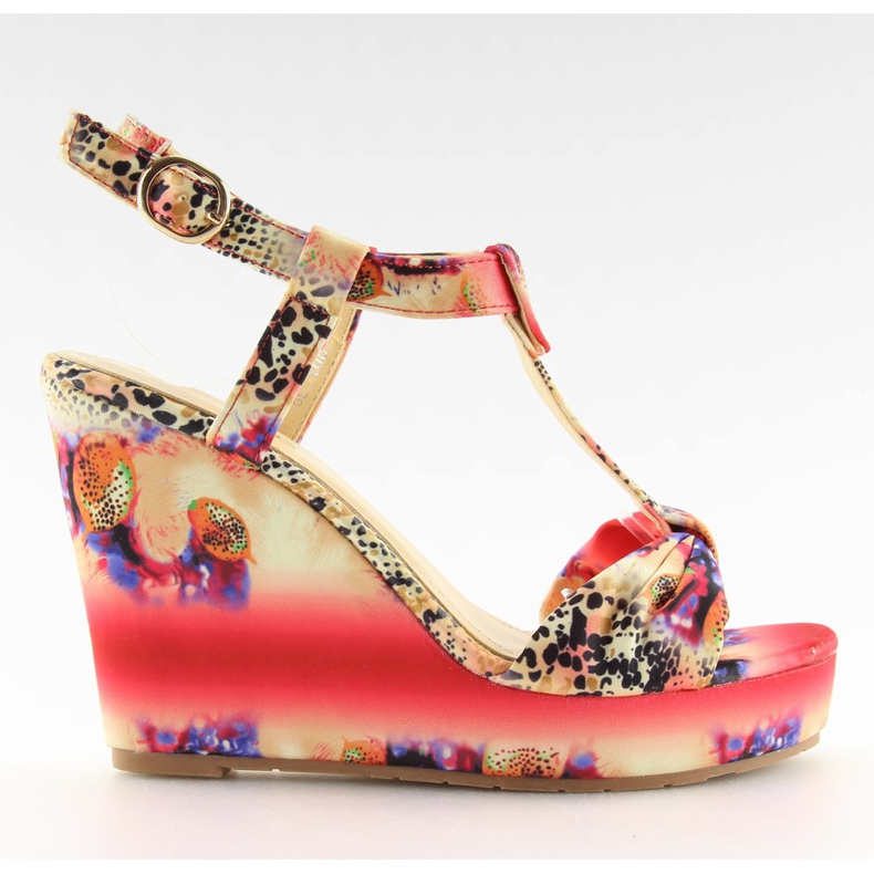 Sandalias cuña raso 903 rojo Sandalias cuña raso 903 rojo