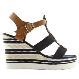 Negro YQ05 Sandalias cuña negras