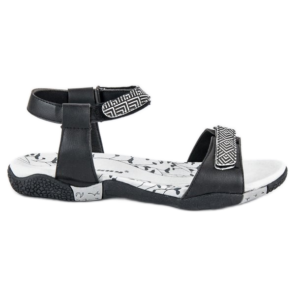 Hasby Sandalias Planas Con Velcro negro Hasby Sandalias Planas Con Velcro negro
