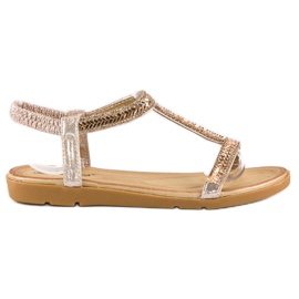 Fama Sandalias doradas con elástico dorado Fama Sandalias doradas con elástico dorado