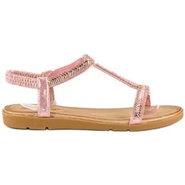 Fama Sandalias rosas con elástico rosado