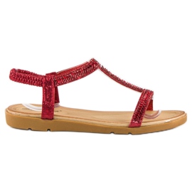 Fama Sandalias Rojas Con Goma rojo