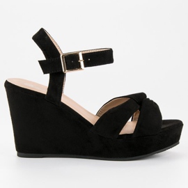 Bello Star Sandalias cuña negras negro