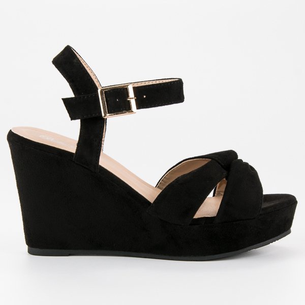 Bello Star Sandalias cuña negras negro