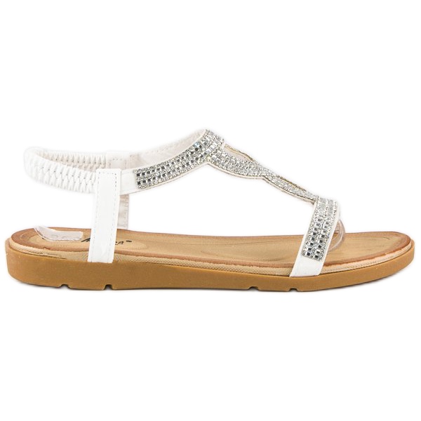 Fama Sandalias planas con circonitas blanco