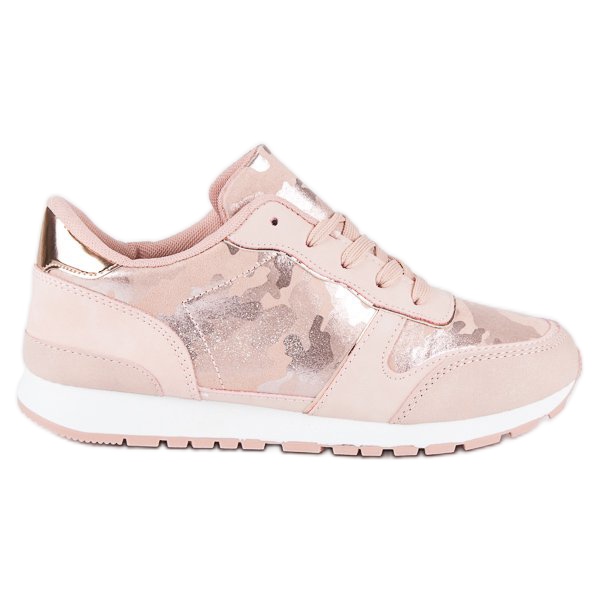 Zapatillas rosas con cordones rosado