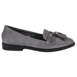 Mocasines grises con flecos