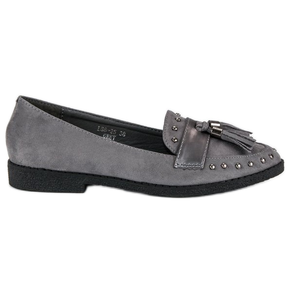 Mocasines grises con flecos