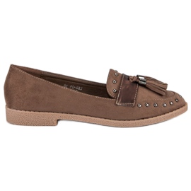 Mocasines marrones con flecos marrón