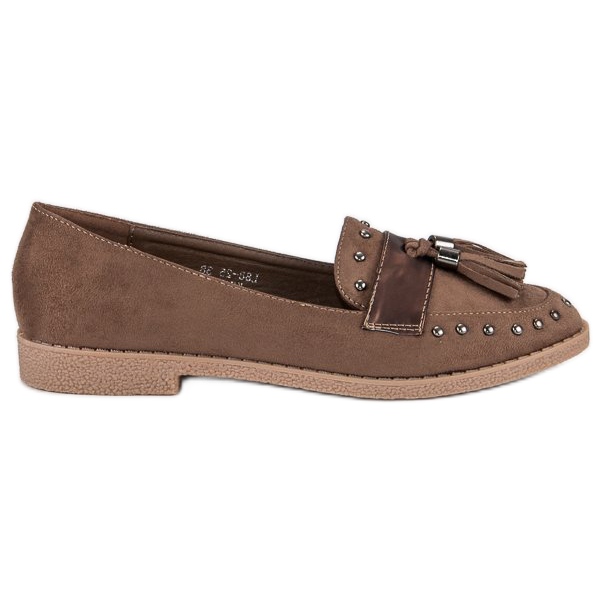 Mocasines marrones con flecos marrón
