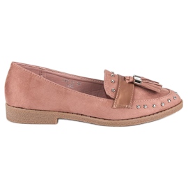 Mocasines rosas con flecos rosado