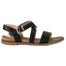 Bello Star Sandalias planas con hebilla negro