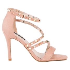 Bello Star Sandalias rosadas en un tacón alto