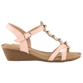 Sandalias cuña rosas