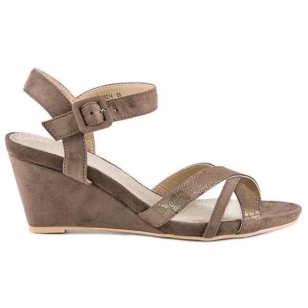 Evento Sandalias de cuña de ante marrón