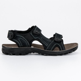 Hasby Sandalias de cuero de los hombres negro