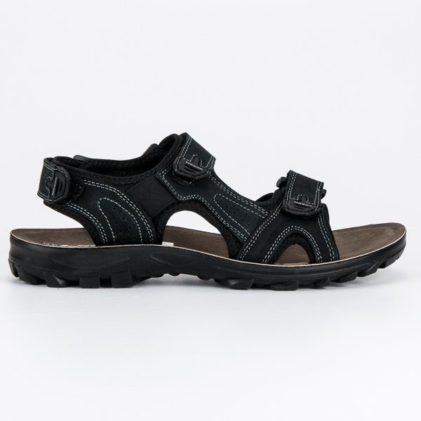 Hasby Sandalias de cuero de los hombres negro