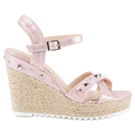 Bello Star Alpargatas cuña con pedrería rosado