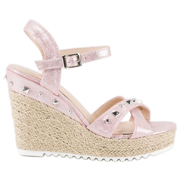 Bello Star Alpargatas cuña con pedrería rosado