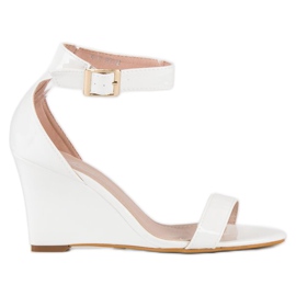Sandalias cuña lacada blanco
