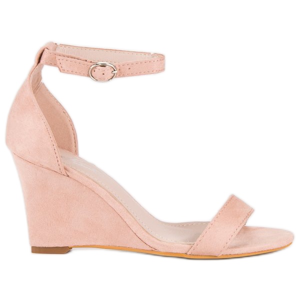 Sandalias cuña ante rosado Sandalias cuña ante rosado