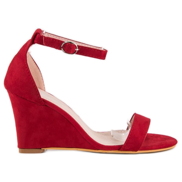 Sandalias cuña ante rojo Sandalias cuña ante rojo