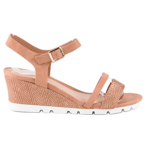 Ideal Shoes Sandalias cuña rosas rosado