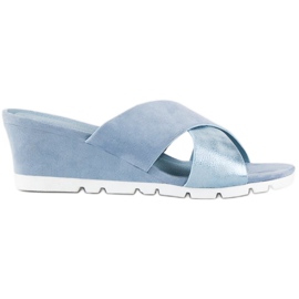 Ideal Shoes Zapatillas cuña azul