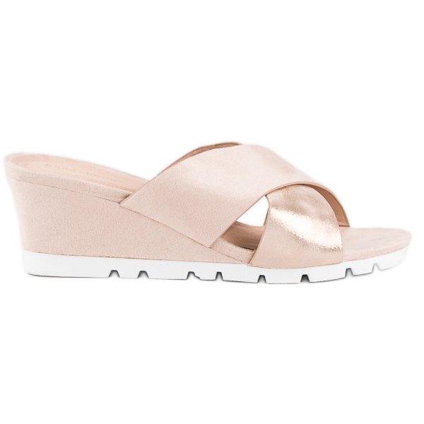 Ideal Shoes Zapatillas cuña rosas rosado