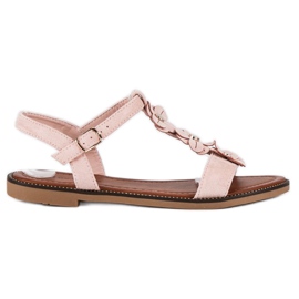 L. Lux. Shoes Sandalias planas ante rosa