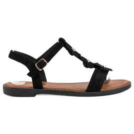 L. Lux. Shoes Sandalias planas ante negro L. Lux. Shoes Sandalias planas ante negro