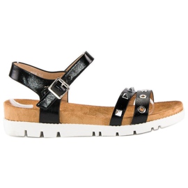 Forever Folie Sandalias negras con pedrería negro