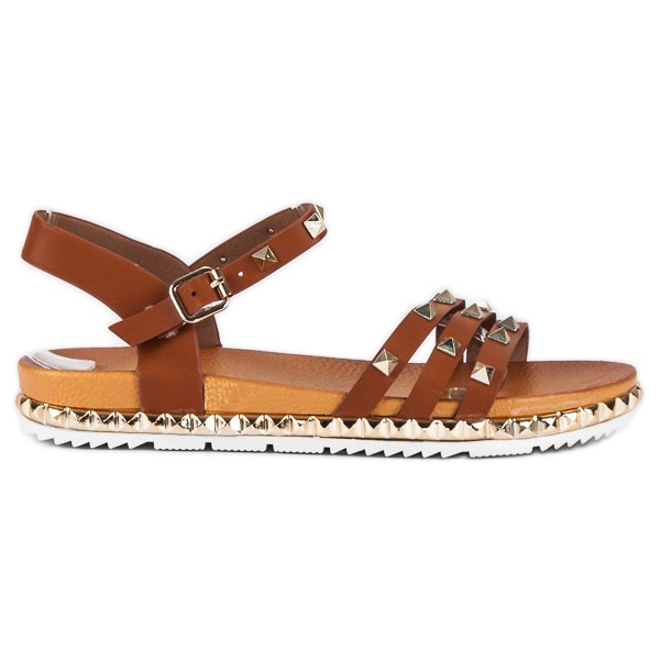 Anesia Paris Sandalias planas de roca marrón