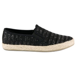 McKey Alpargatas a rayas de moda negro