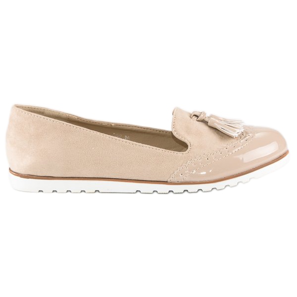 Super Me Mocasines beige con flecos
