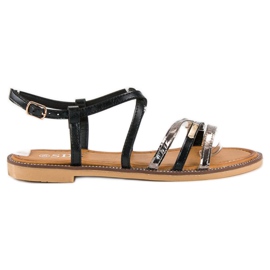 SDS Sandalias planas elegantes negro