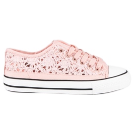 Deportivas con cordones rosa