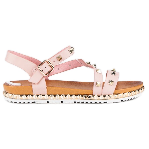 Anesia Paris Sandalias Rosas Con Tachuelas rosado