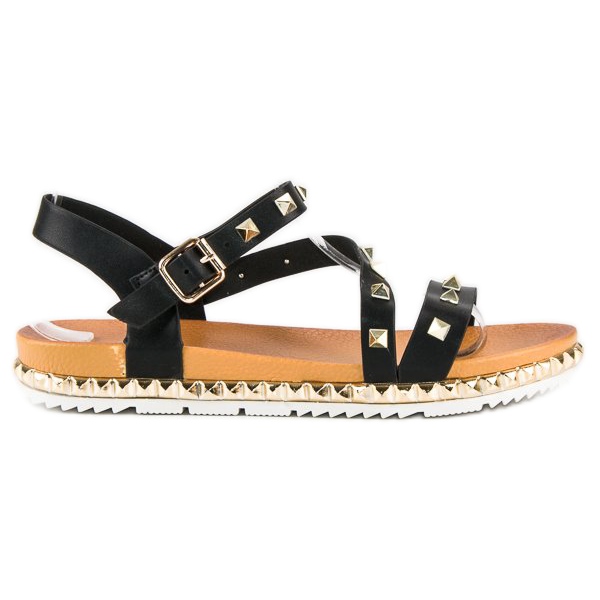 Anesia Paris Sandalias Negras Con Tachuelas negro