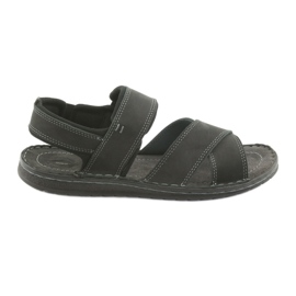 Riko Sandalias de cuero deportivo para hombres 852 Negro