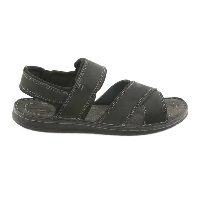 Riko Sandalias de cuero deportivo para hombres 852 Negro