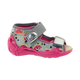 Pantuflas, Sandalias velcro, Befado 242p080 gris rosado