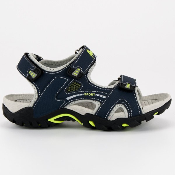 American Club Sandalias de velcro americanas azul marino
