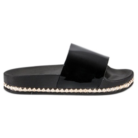 Anesia Paris Pantuflas negras para mujer negro