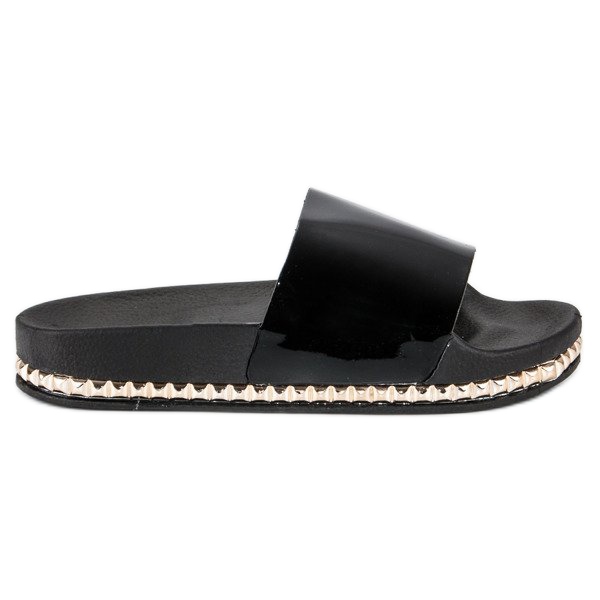 Anesia Paris Pantuflas negras para mujer negro
