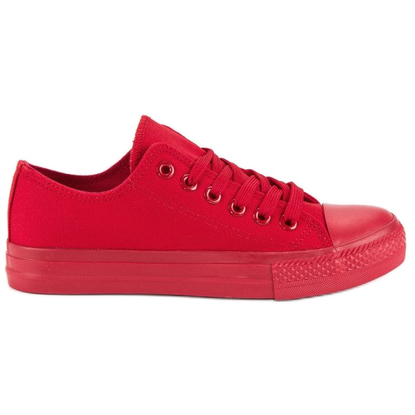 Zapatillas rojas con ribete rojo